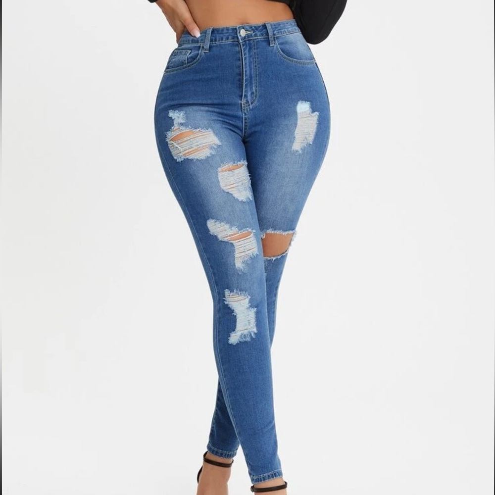 Blue ripped jeans